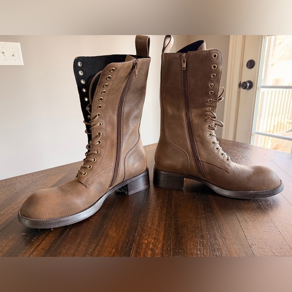 Jeffrey Campbell Shoes - Jeffrey Campbell Brown Lace-Up Zip Combat Boots